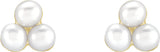 14K Yellow Gold Cultured White Freshwater Pearl Cluster Earrings