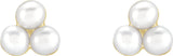 14K Yellow Gold Cultured White Freshwater Pearl Cluster Earrings