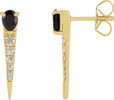 14K Yellow Natural Black Onyx & 1/8 CTW Natural Diamond Spike Earrings