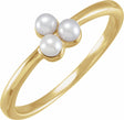 14K Yellow Cultured White Freshwater Pearl Cluster Ring