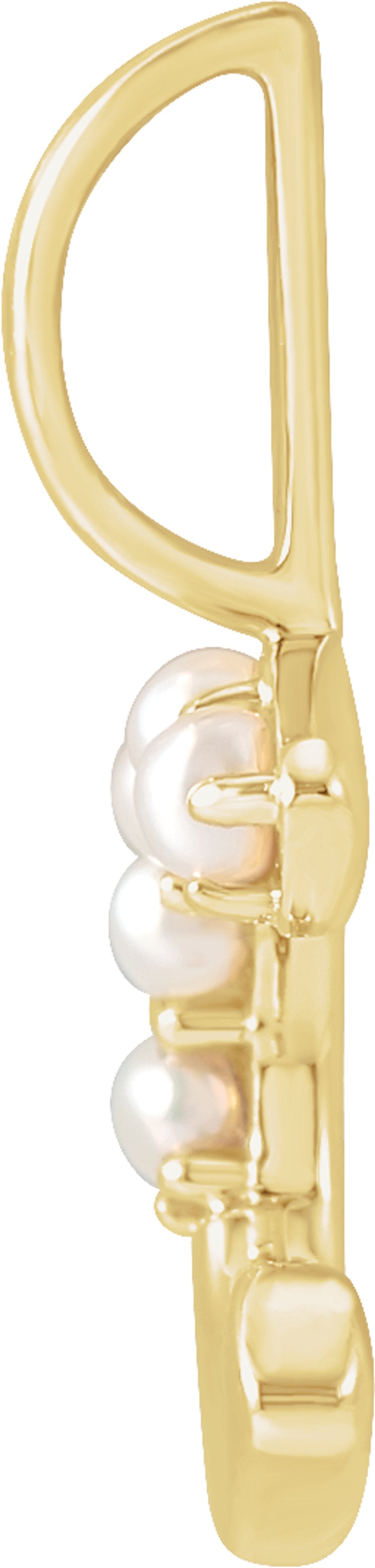 14K Yellow Cultured White Freshwater Pearl Initial C Charm/Pendant