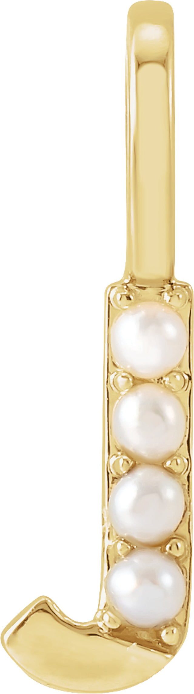 14K Yellow Cultured White Freshwater Pearl Initial J Charm/Pendant