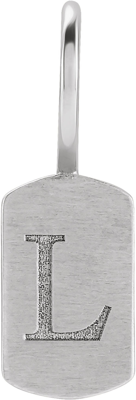 14K White 17.63x6 mm Engravable Dog Tag Charm/Pendant