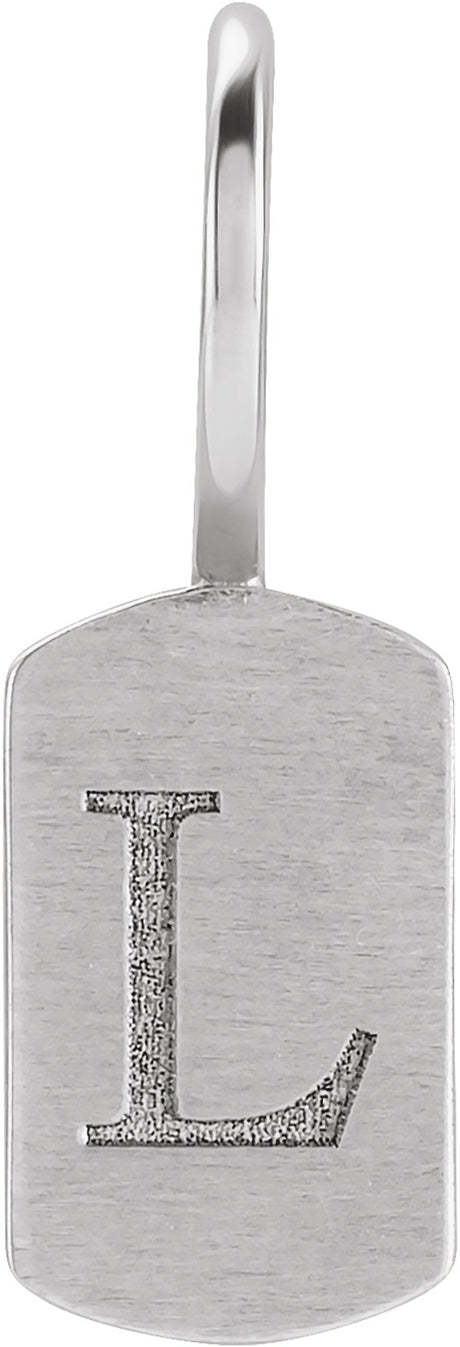 14K White Gold Engravable Dog Tag Charm/Pendant