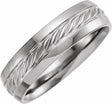 10K White Gold 6 mm Beveled-Edge Rope Comfort-Fit Flat Band Size 8