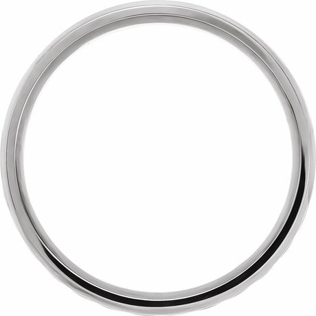 10K White Gold 6 mm Beveled-Edge Rope Comfort-Fit Flat Band Size 8