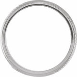 14K White Gold 6 mm Milgrain Stepped-Edge Herringbone Pattern Half Round Band Size 10.5