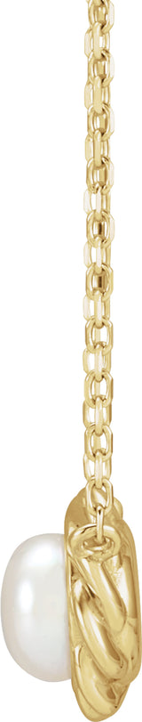 14K Yellow Gold Cultured White Freshwater Pearl 18" Necklace