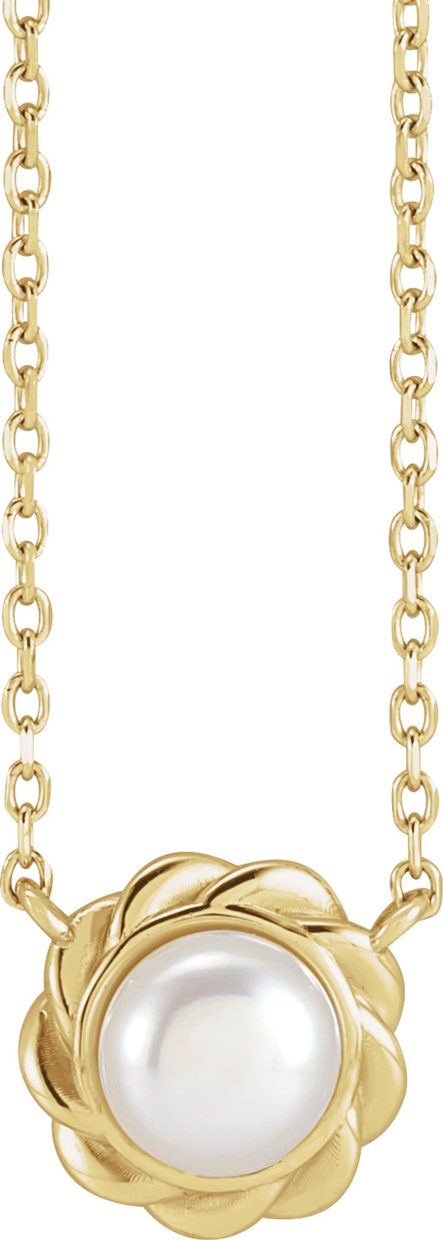 14K Yellow Gold Cultured White Freshwater Pearl 18" Necklace
