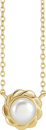 14K Yellow Gold Cultured White Freshwater Pearl 18" Necklace