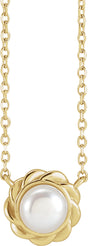 14K Yellow Gold Cultured White Freshwater Pearl 18" Necklace