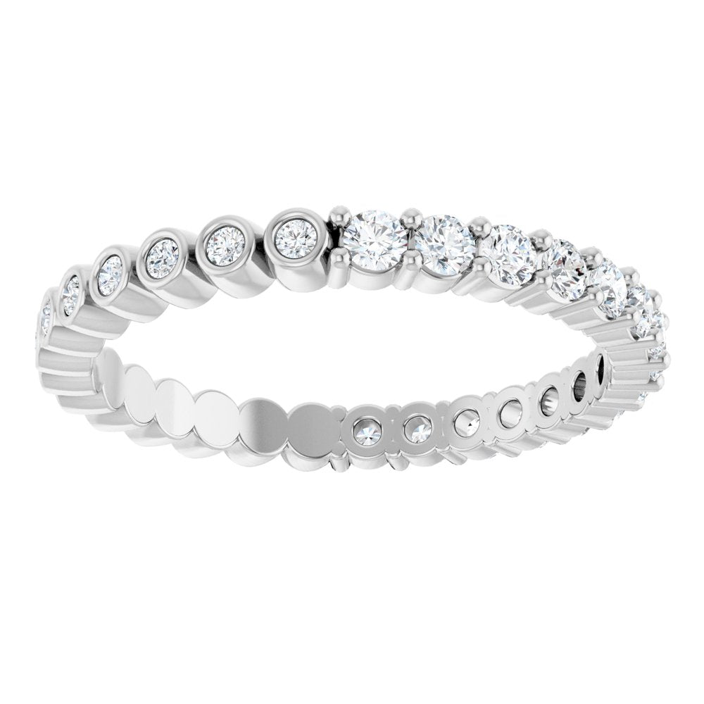 14K White Gold 1/2 CTW Natural Diamond Reversible Eternity Band Size 7