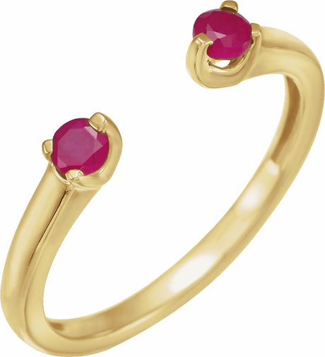 14K Yellow Natural Ruby Negative Space Ring