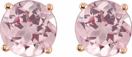 14K Rose Gold 5 mm Natural Pink Morganite Earrings