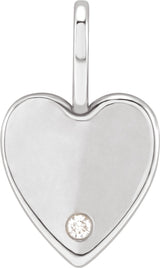 Sterling Silver .02 CT Diamond Engravable Heart Charm/Pendant