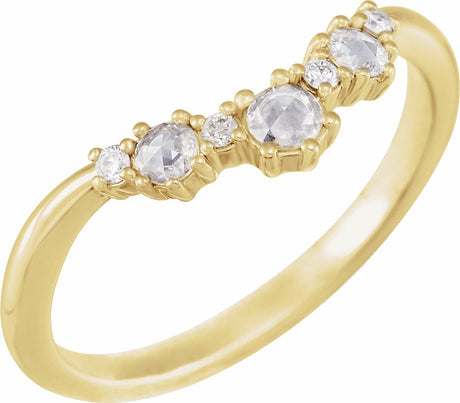 14K Yellow 1/5 CTW Natural Rose-Cut Diamond & Faceted Contour Band