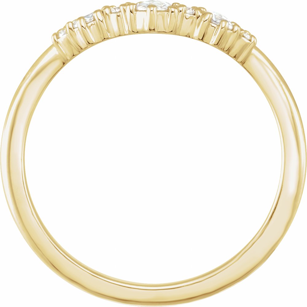 14K Yellow 1/5 CTW Natural Rose-Cut Diamond & Faceted Contour Band