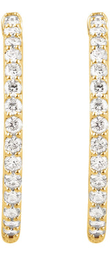 14K Yellow Gold 2 CTW Natural Diamond Inside-Outside 29.5 mm Hinged Hoop Earrings