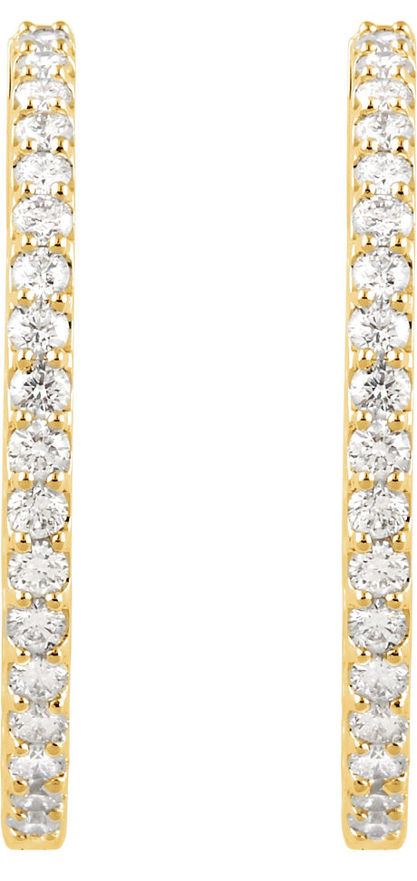 14K Yellow Gold 3 CTW Lab-Grown Diamond Inside-Outside 34.5 mm Hinged Hoop Earrings