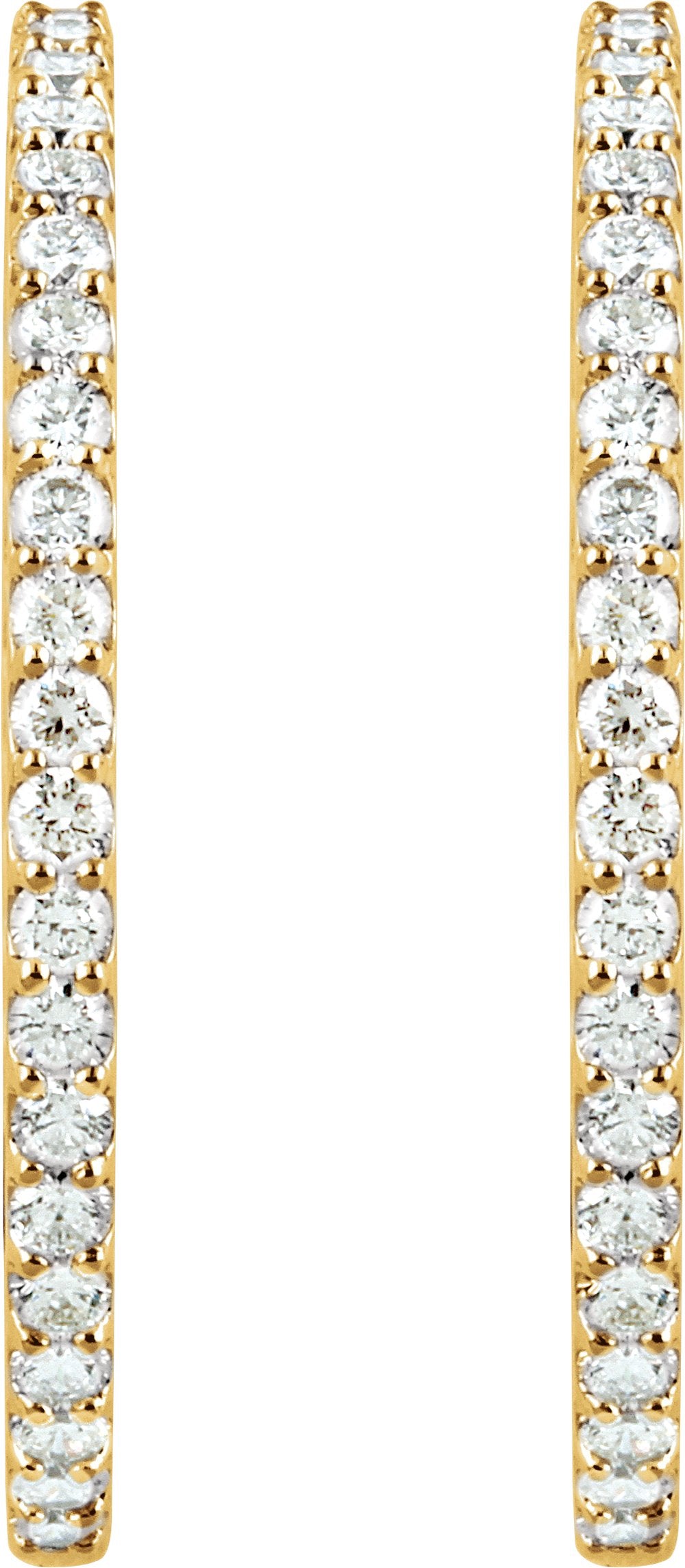 14K Yellow 5 CTW Natural Diamond Inside-Outside 41.5 mm Hinged Hoop Earrings