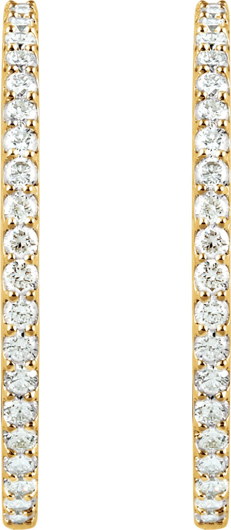 14K Yellow 5 CTW Natural Diamond Inside-Outside 41.5 mm Hinged Hoop Earrings