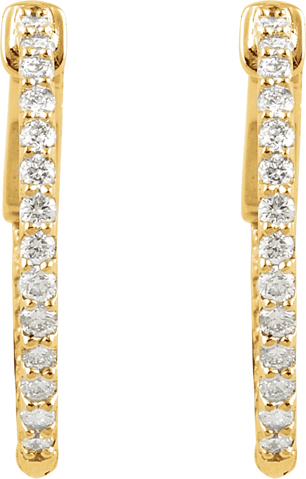 14K Yellow Gold 1 CTW Lab-Grown Diamond Inside-Outside 26.5 mm Hinged Hoop Earrings