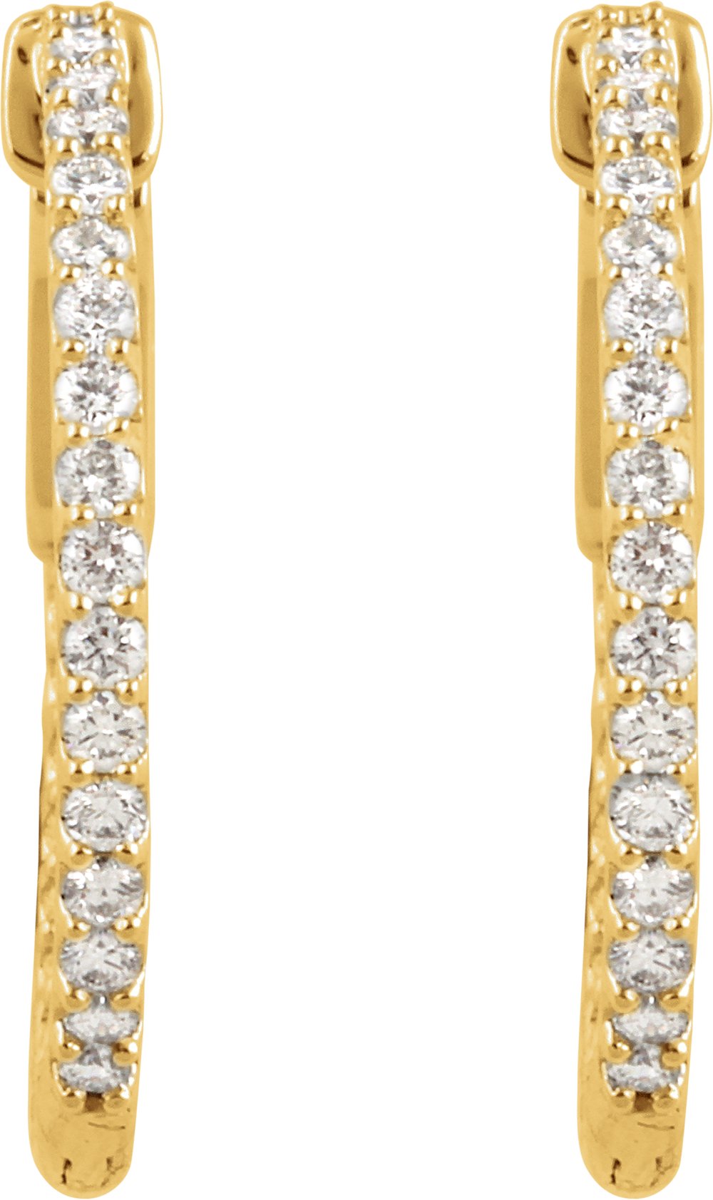 14K Yellow Gold 3/4 CTW Natural Diamond Inside-Outside 23 mm Hinged Hoop Earrings
