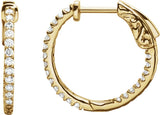 14K Yellow Gold 1/2 CTW Natural Diamond Inside-Outside 19 mm Hinged Hoop Earrings
