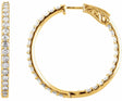 14K Yellow Gold 1 CTW Lab-Grown Diamond Inside-Outside 26.5 mm Hinged Hoop Earrings