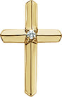 14K Yellow .03 CT Natural Diamond Cross Pendant  