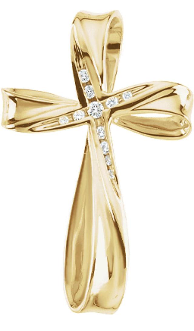 14K Yellow 1/10 CTW Natural Diamond Cross Pendant