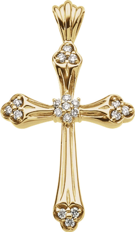 14K Yellow Gold 1/4 CTW Natural Diamond Cross Pendant