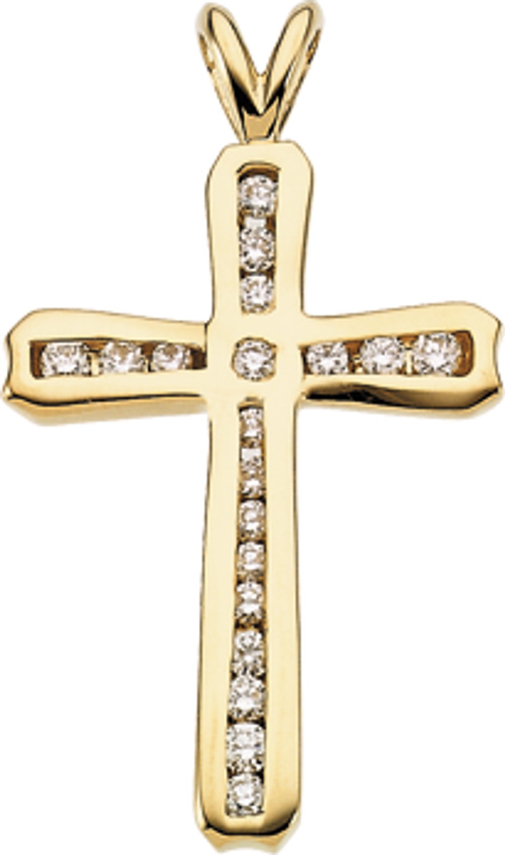 14K Yellow 1/4 CTW Natural Diamond Cross Pendant 