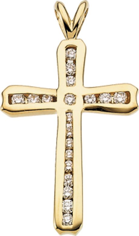 14K Yellow 1/4 CTW Natural Diamond Cross Pendant 