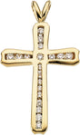 14K Yellow 1/4 CTW Natural Diamond Cross Pendant 