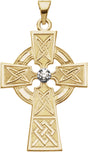 14K Yellow/White .06 CT Natural Diamond Cross Pendant