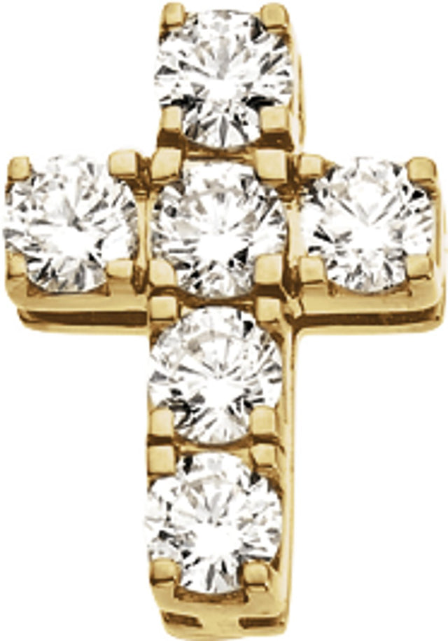 14K Yellow Gold 1 CTW Natural Diamond Cross Pendant 
