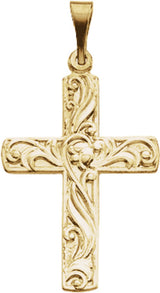 14K Yellow Gold 20.5x15 mm Cross Pendant  