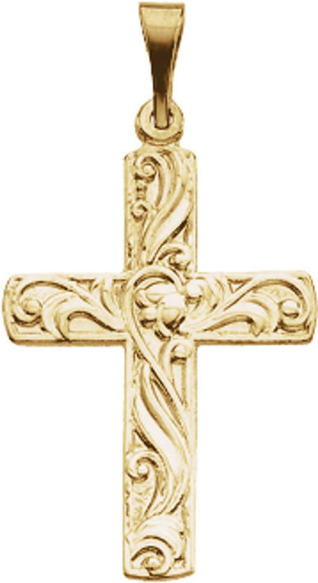 14K Yellow Gold 20.5x15 mm Cross Pendant  