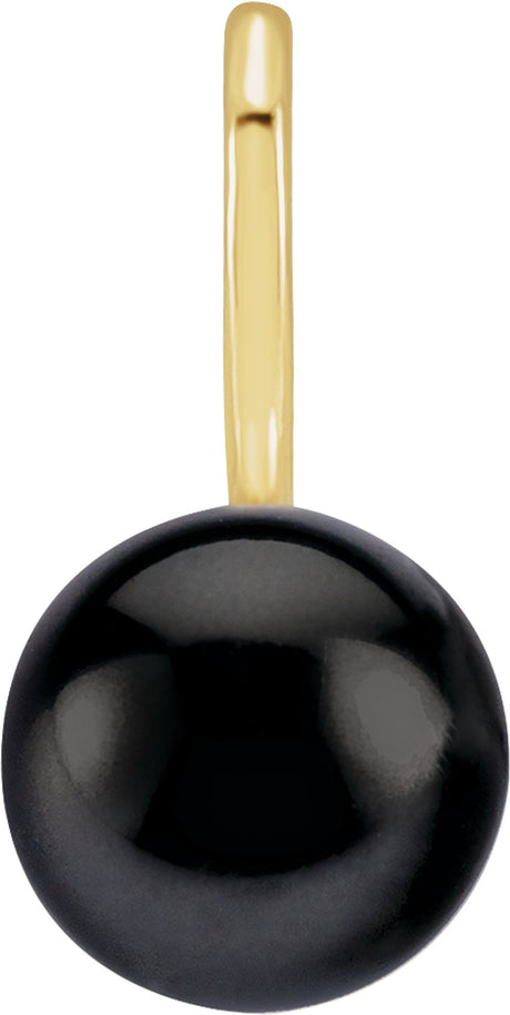 14K Yellow Gold Cultured Black Akoya Pearl Charm/Pendant