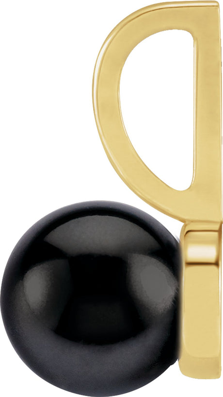 14K Yellow Cultured Black Akoya Pearl Charm/Pendant