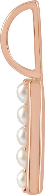 14K Rose Cultured White Freshwater Pearl Initial A Charm/Pendant