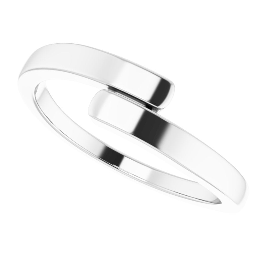 14K White Engravable Bypass Ring