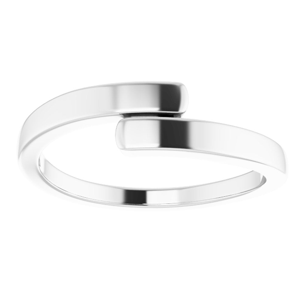 14K White Engravable Bypass Ring