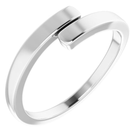 14K White Engravable Bypass Ring