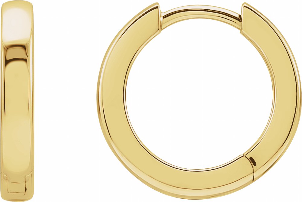 14K Yellow Hinged 14 mm Hoop Earrings