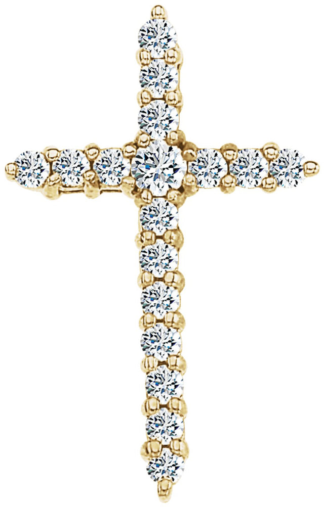 14K Yellow Gold 1/3 CTW Lab-Grown Diamond Cross Pendant