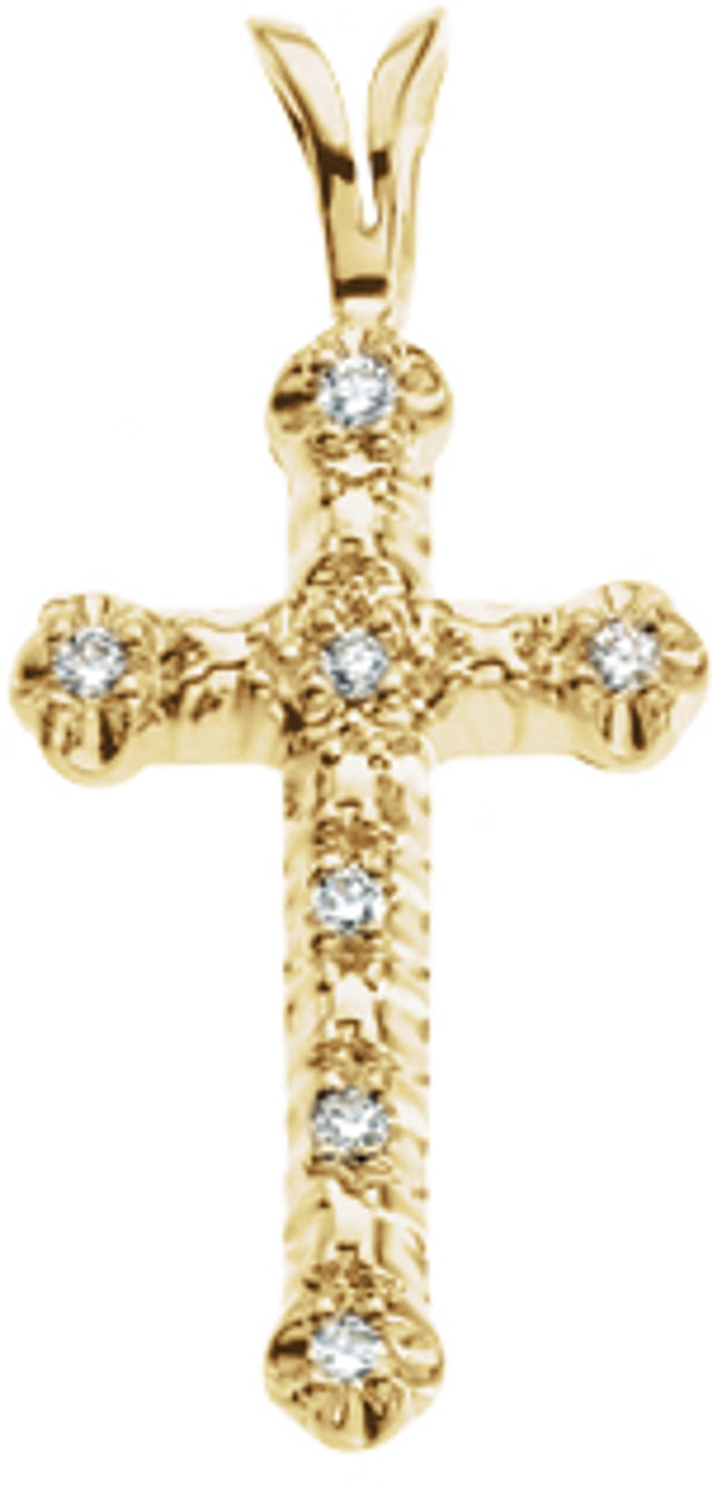 14K Yellow .07 CTW Natural Diamond Cross Pendant  