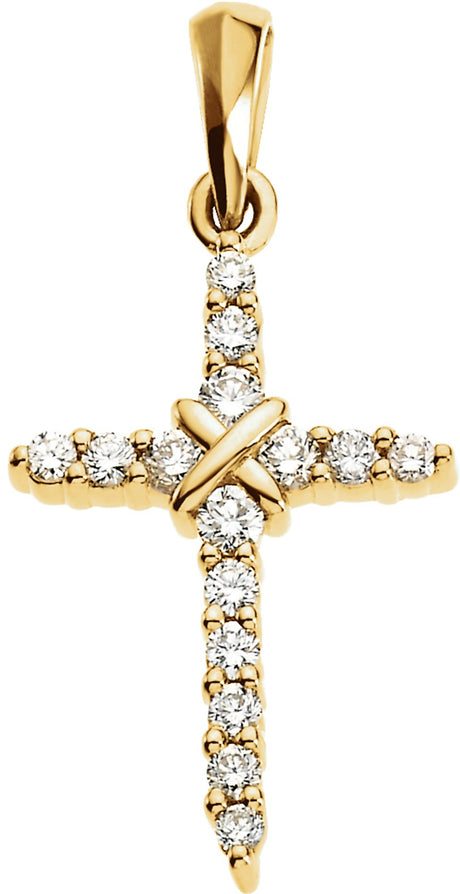 14K Yellow 1/5 CTW Natural Diamond Cross Pendant