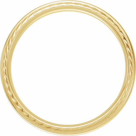 14K Yellow Gold 6 mm Rope Stepped-Edge Half Round Band